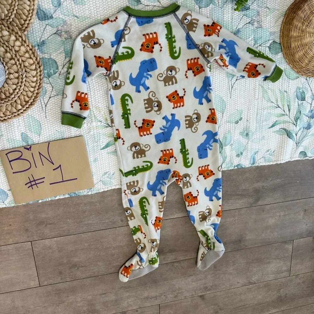 Carter’s Baby Toddler Boy Safari Animal Print Zip Footie One Piece Pajamas 24 M